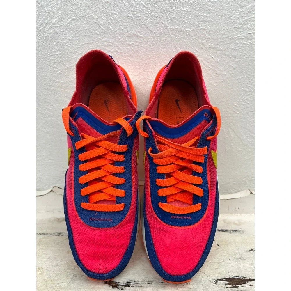 Nike Pink Blue Orange Athletic Sneakers with Lime Swoosh